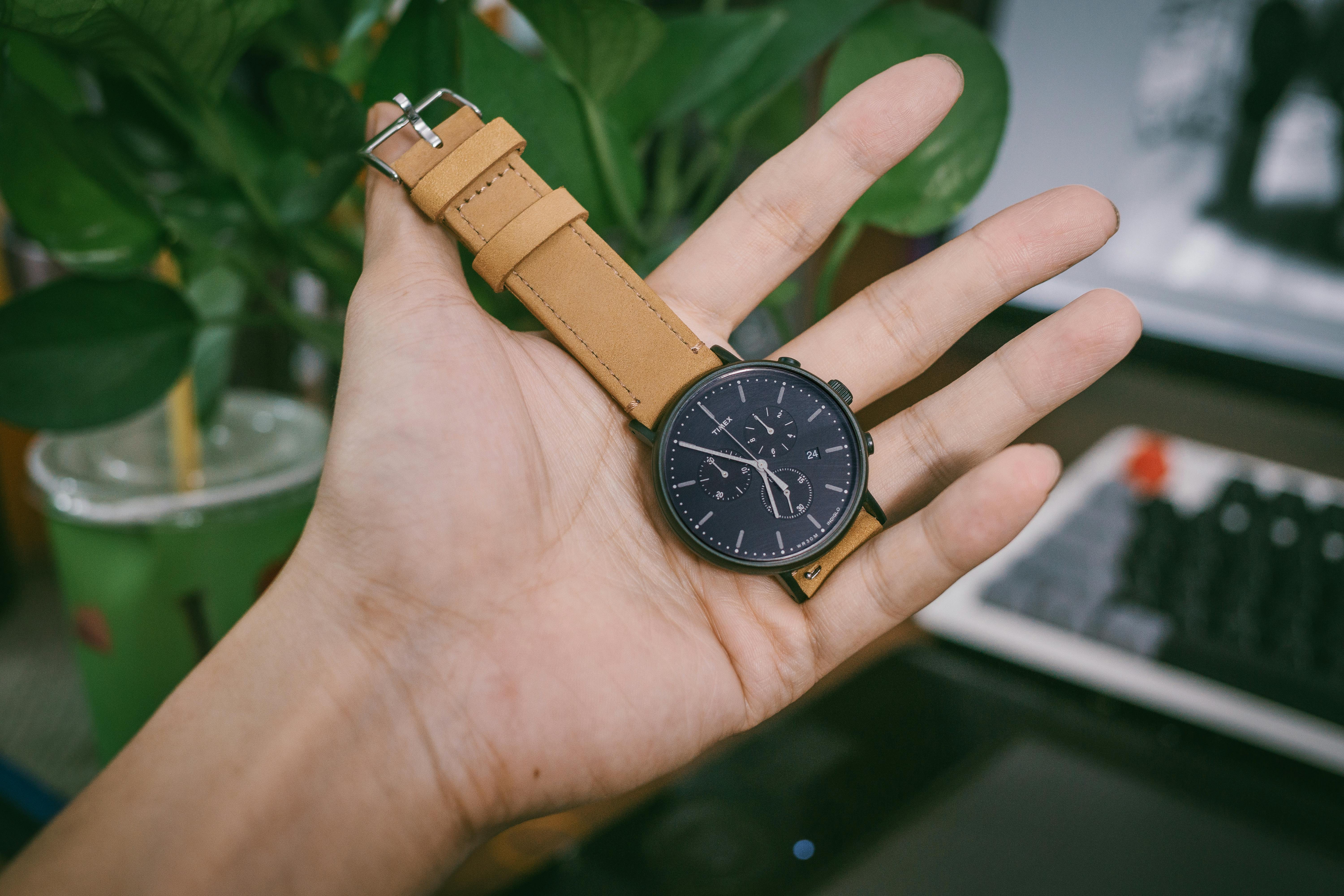 Patina leather watch strap